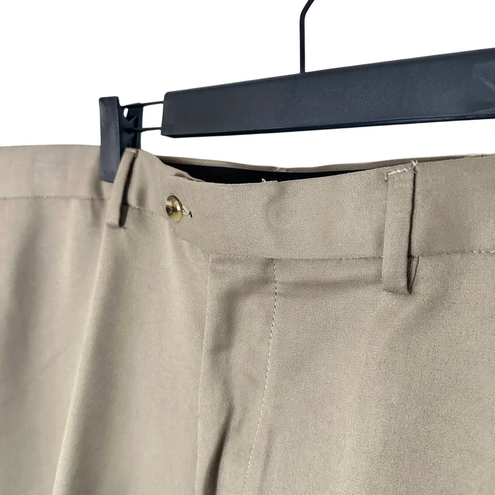 George Mens Dress Pants 38x29 Dark Tan Flat Front Straight Leg G26B300 Khaki